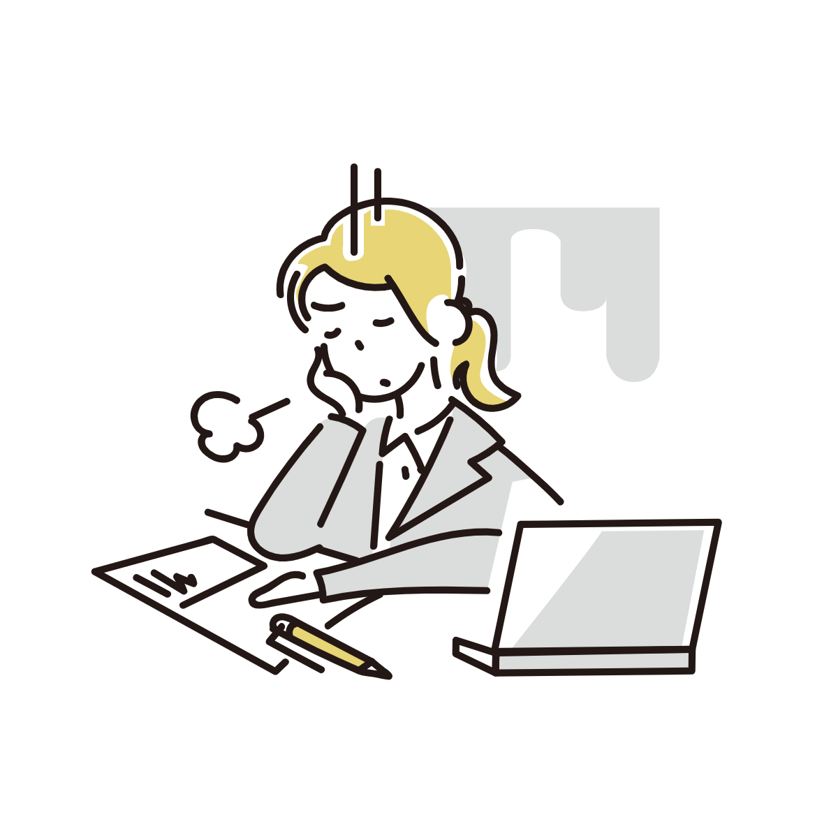 イラスト:ポートフォリオを見ている様子