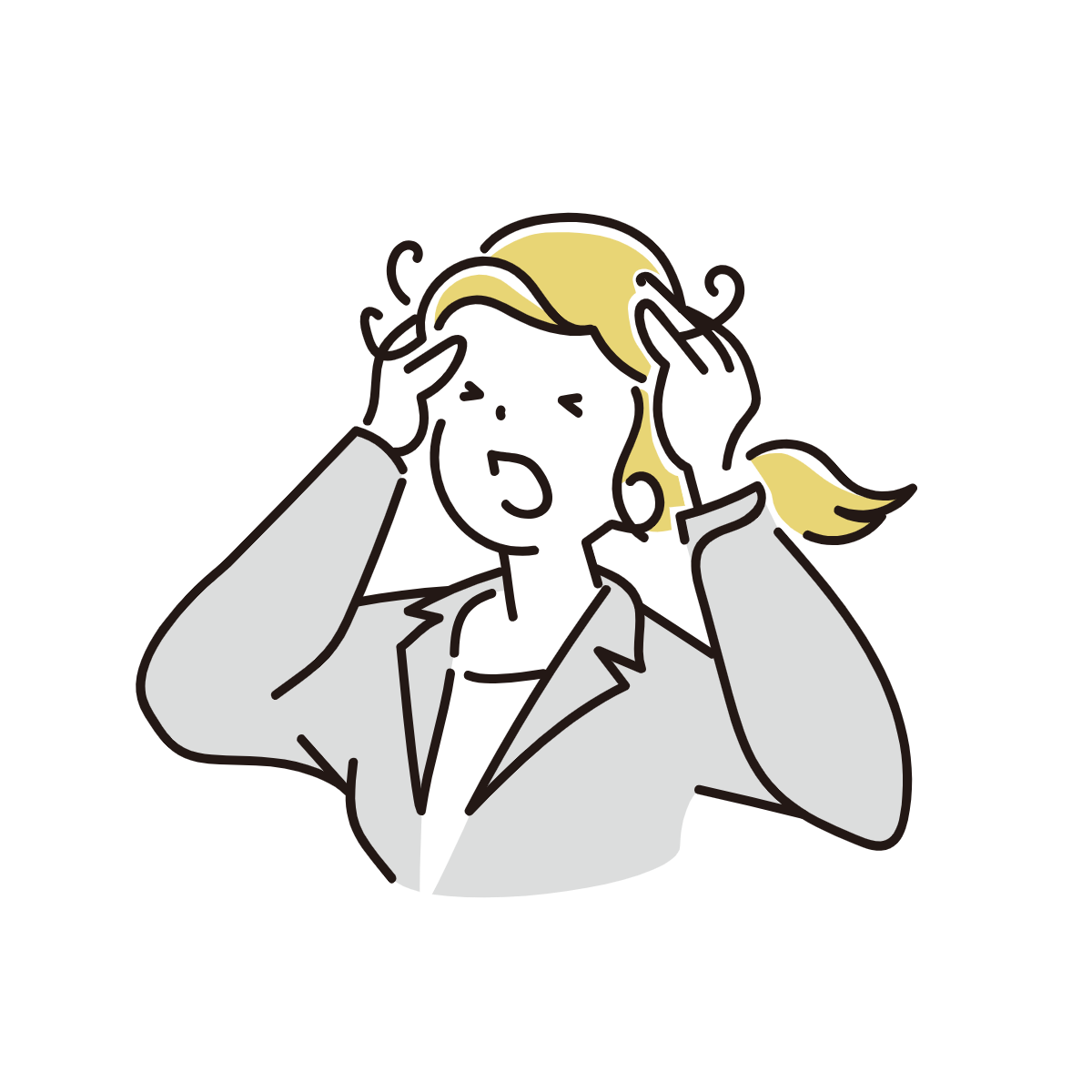 イラスト:不安そうな表情のデザイナー