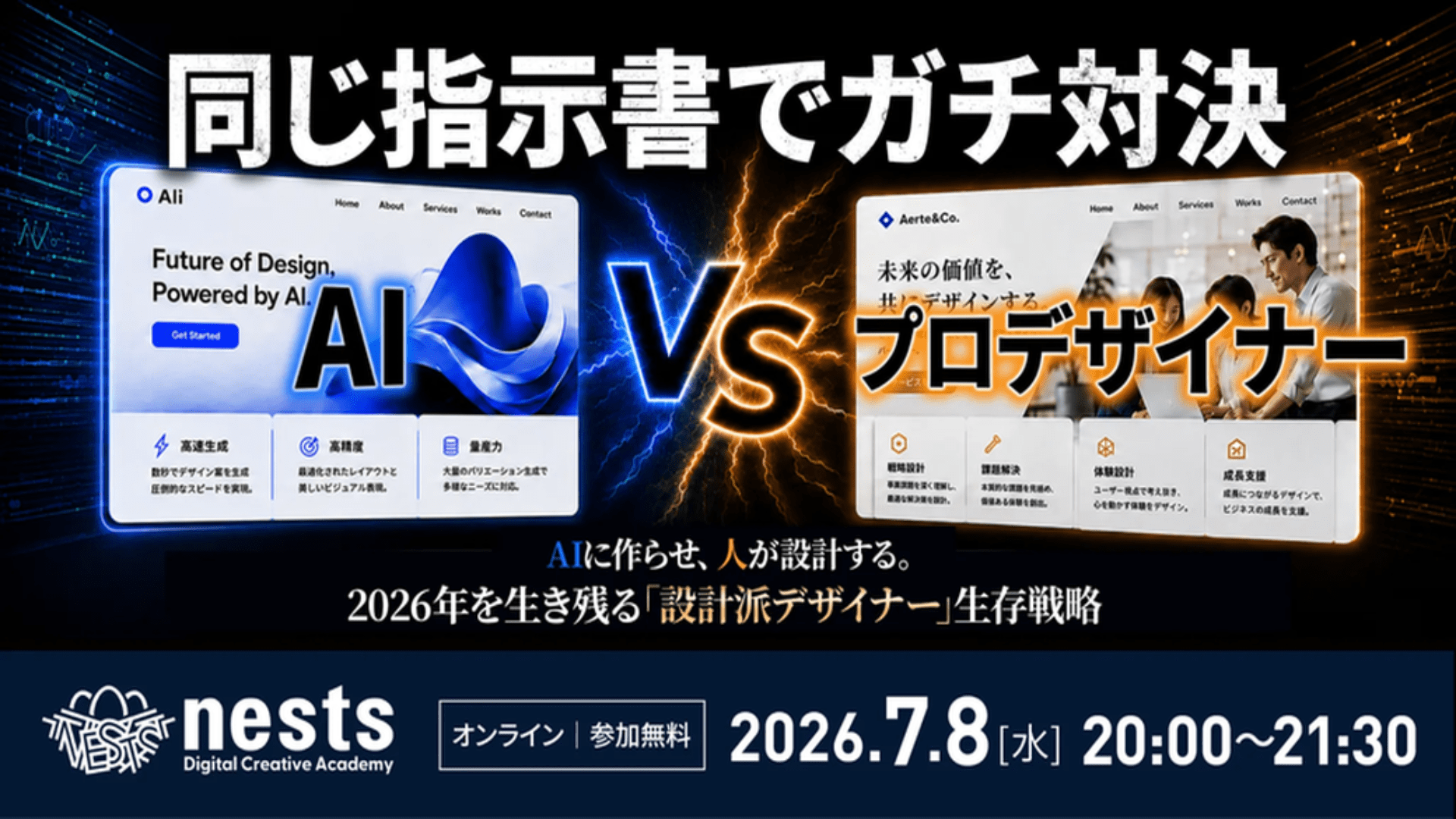 「AI vs プロデザイナー 同じ指示書でガチ対決 2026年を生き残る設計派デザイナー生存戦略」セミナーのアイキャッチ画像