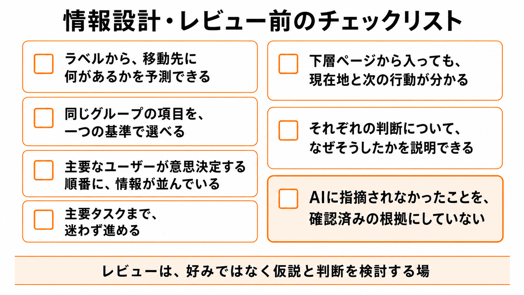 情報設計をレビューに出す前に確認する7項目のチェックリスト